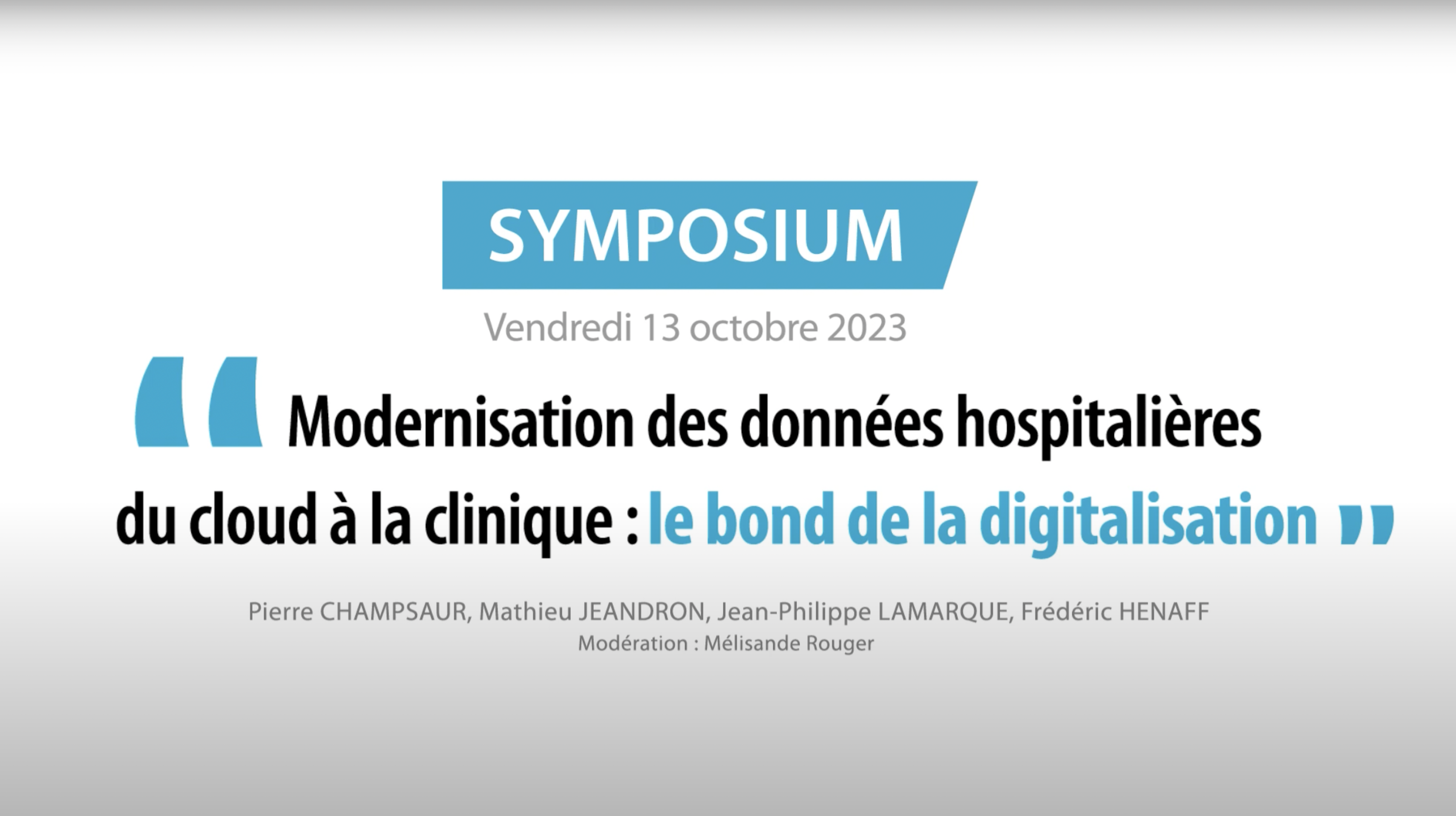 Sympo Modernisation Des Données Hospitalières